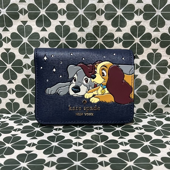 ♠️kate spade X Disney Lady and the Tramp Small Compact Bifold Wallet, Navy NWT - Picture 6 of 13